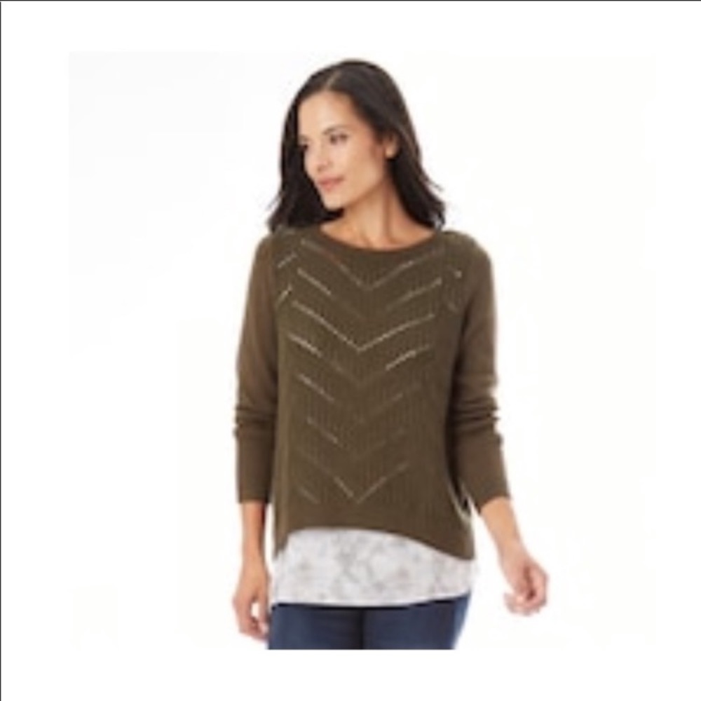 Women's apt 9 pointelle mock layer sweater‎